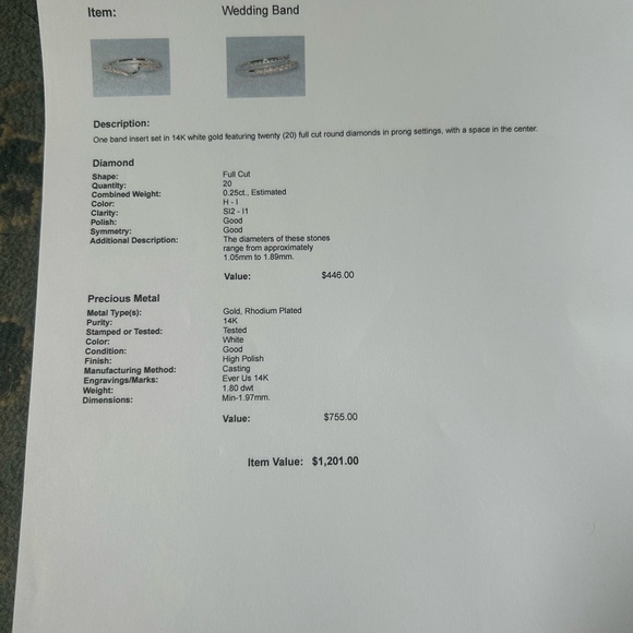 14k White Gold Engagement, Wedding, Anniversary Band Ring Set - Picture 8 of 8